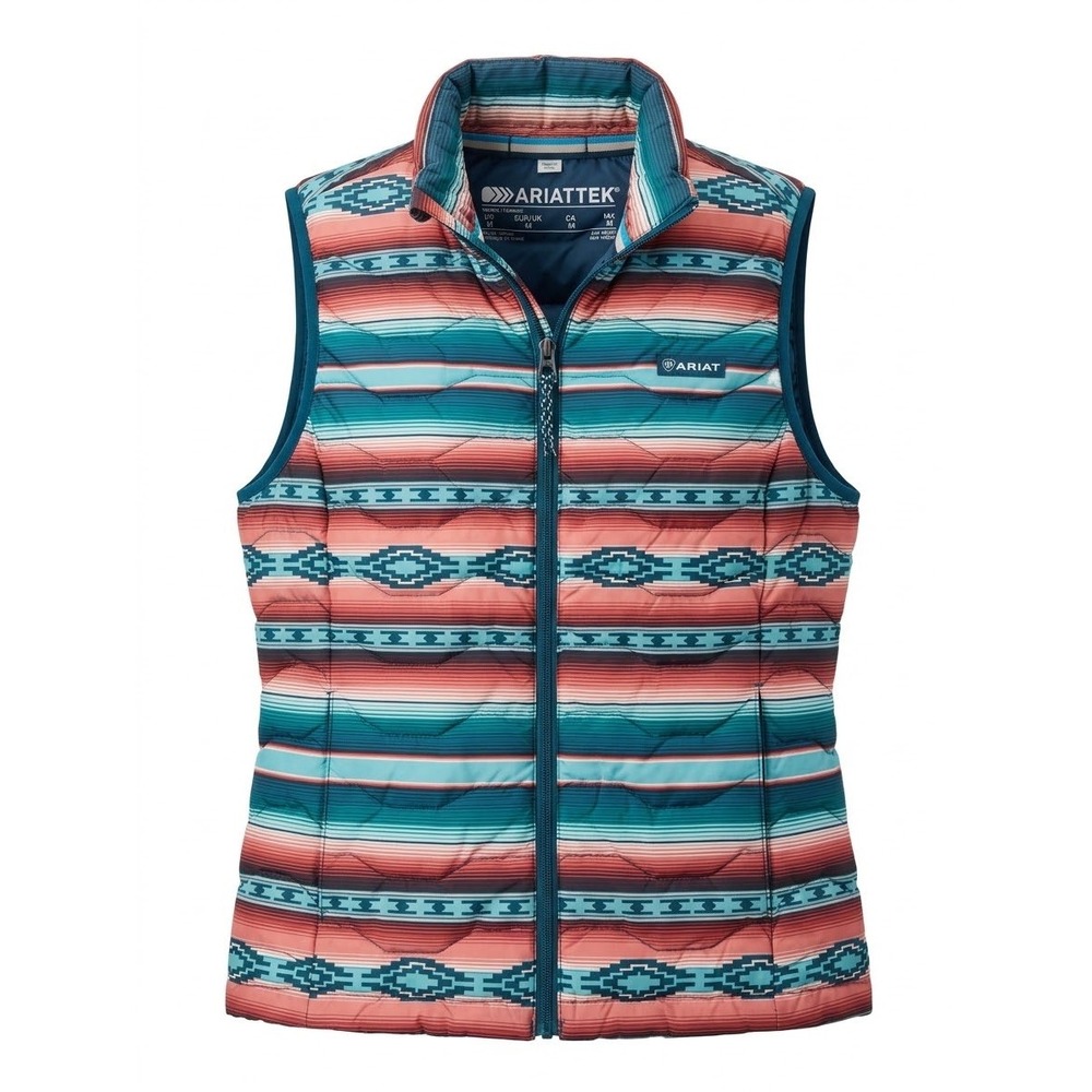 Ariat Ideal 3.0 Down Vest Womens Medium Turquoise Serape Southwestern 10037449